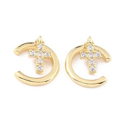 Brass Micro Pave Cubic Zirconia Cuff Earrings