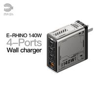 mfish E-RHINO 140W GaN wall charger, four-ports flash charger,original foldable travel universal Plug fast charging