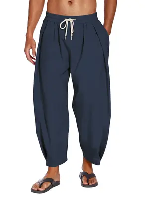 Loose Yoga Pants with Pockets (US Only), Navy Blue / XXXL