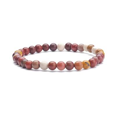 Natural Mookaite Round Beaded Stretch Bracelet