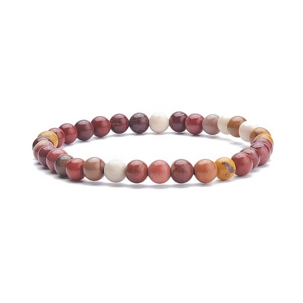 Natural Mookaite Round Beaded Stretch Bracelet