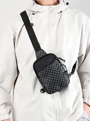 Men's Pu Leather Zipper Belt Bag, Casual Solid Color Chest Bag for Daily Used, Trendy Versatile High-quality Daily Commuting ...