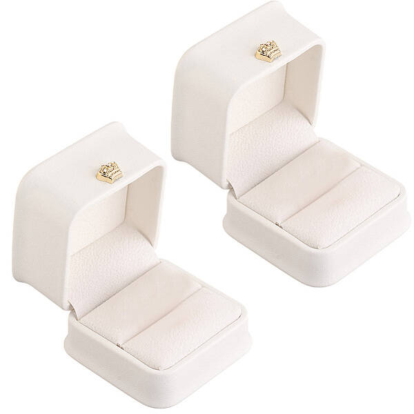 2Pcs PU Leather Ring Gift Boxes