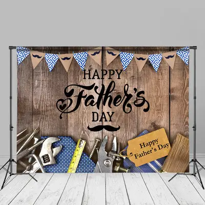 Mustache Tools Wooden Fathers Day Backdrop For Photo - Aperturee