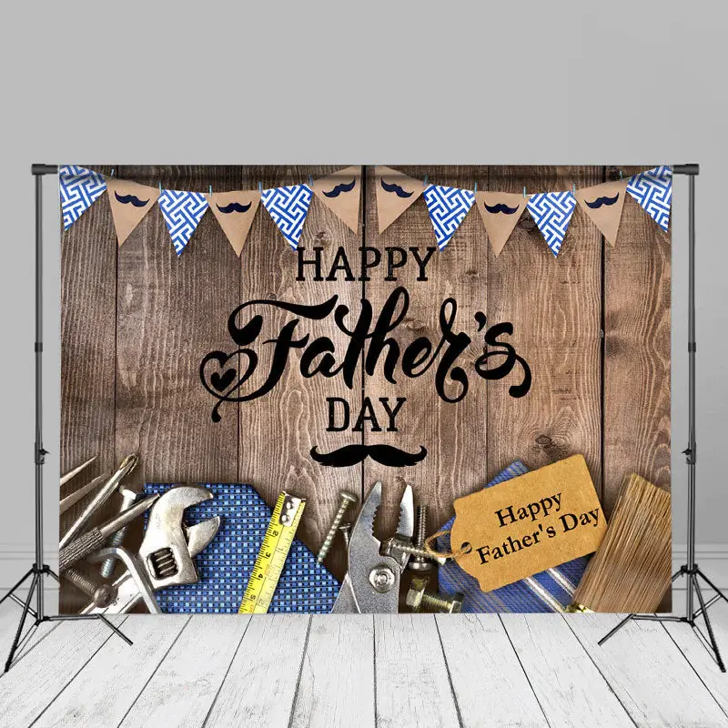 Mustache Tools Wooden Fathers Day Backdrop For Photo - Aperturee