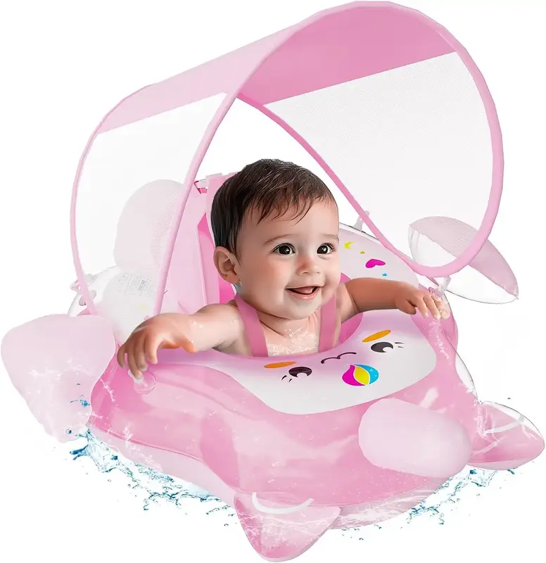 Baby Float with Canopy, Infant Pool Float for Pool Game, Swimming Pool Floats, Pool Float with Adjustable Safety Seat