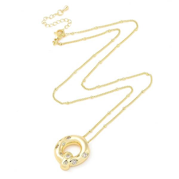 Brass Micro Pave Clear Cubic Zirconia Pendant Necklaces