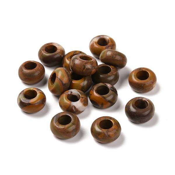 Natural Bamboo Leaf Gemstone European Beads