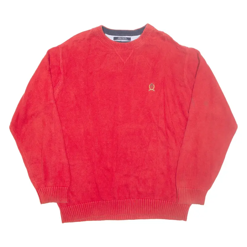 TOMMY HILFIGER Mens Jumper Red Tight Knit L