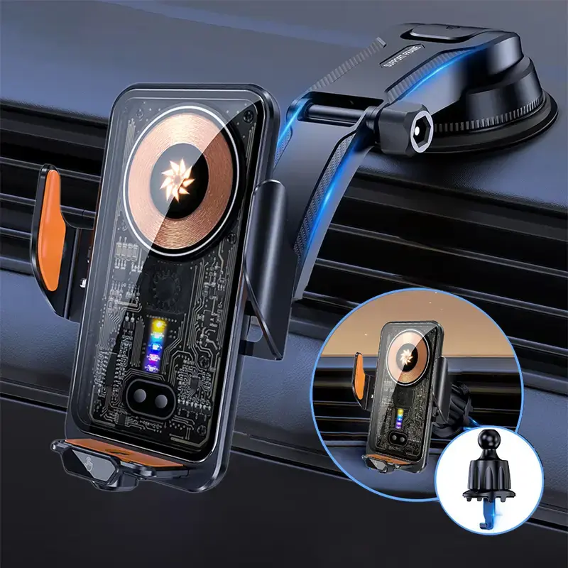 Car wireless charging bracket 15W wireless charging 66W magnetic charging car bracket, car air outlet center console installa...