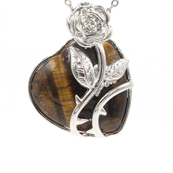 Valentine's Day Theme Natural Tiger Eye Pendants