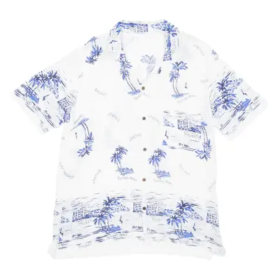 Mens Hawaiian Shirt Blue Crazy Pattern M