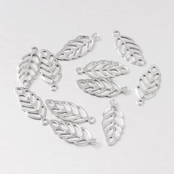 Tarnish Resistant Hollow Leaf 316 Surgical Stainless Steel Filigree Charms