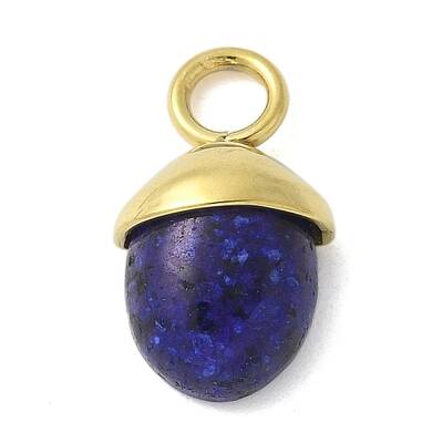 304 Stainless Steel Dyed Natural Lapis Lazuli Pendants