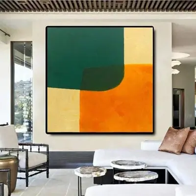 Extra Large Original Abstract Oil Painting On Canvas Acrylic Green Art Orange Texture Fine Art Contemporary Wall Art | SPRING...
