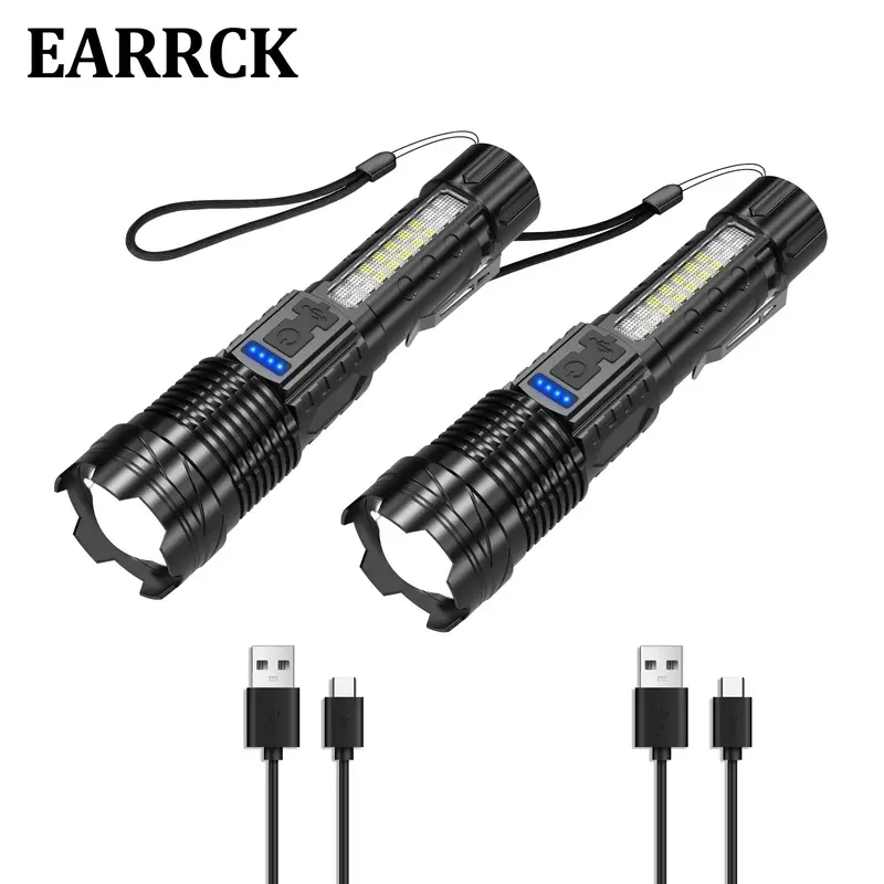 2 PCS Strong Flashlight Set for Lover, Hunting Tactical Flashlight 3000LM, Strobe Light over 1 Mile, Camping Gadgets, Wedding...
