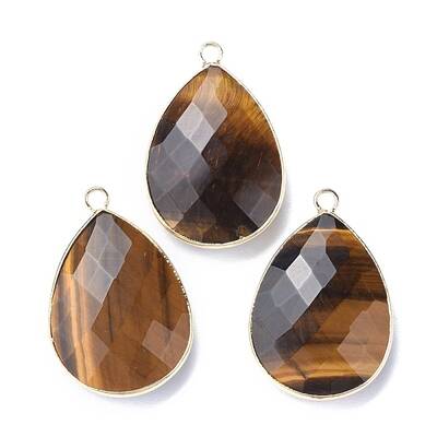 Faceted Natural Tiger Eye Pendants