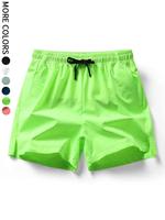 Men's Solid Color Elastic Waist Shorts, Regular Fit Casual Comfy Breathable Shorts for Daily Wear, Men's Bottoms for All Seas...