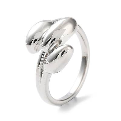 Leaf Rack Plating Brass Cuff Rings