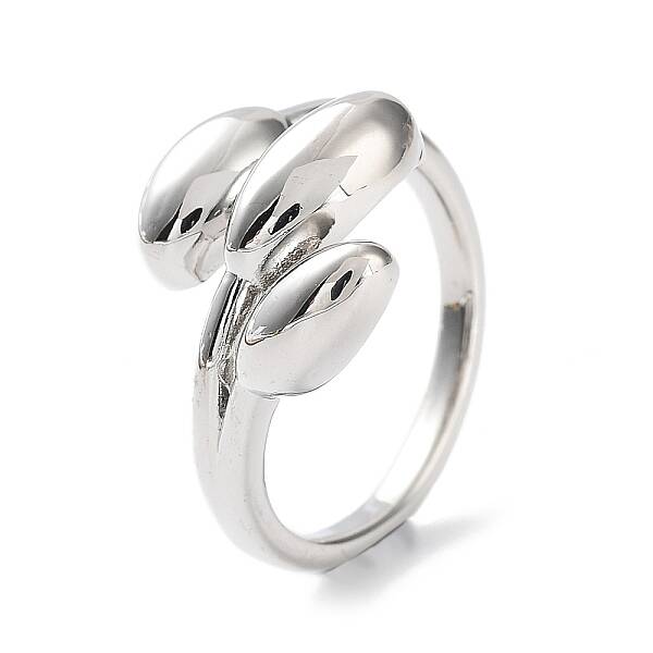 Leaf Rack Plating Brass Cuff Rings