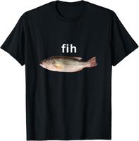 100% Cotton “Fih” Funny Misspelled Fish Meme, Simple Humor T-Shirt
