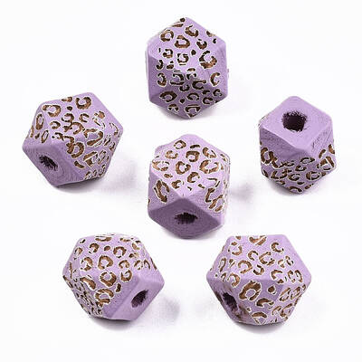 Painted Natural Wood Beads