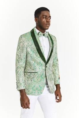 Sage Green Suit For Groom - Sage Green Tuxedo With bowtie
