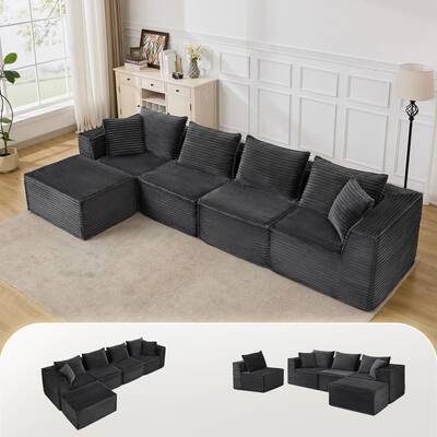 Garvee 137 Modular Sectional Sofa, Modern Cloud Sectional Couch with Deep Seat, L-Shape Boneless Couch with Chaise for Livi...