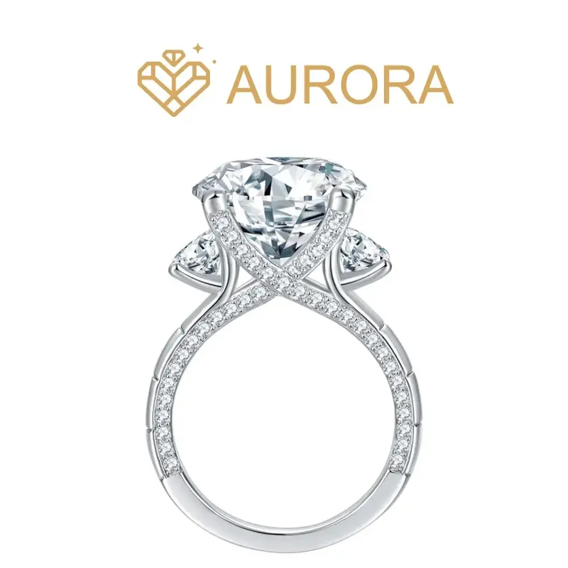 【#69 Vegas】Full Moissanite main stone and side stone rings  S925 Sterling Silver  Anniversary Birthday Gift Gift High Qua...