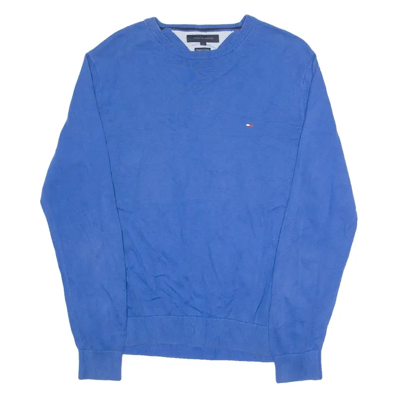 TOMMY HILFIGER Mens Jumper Blue Tight Knit L