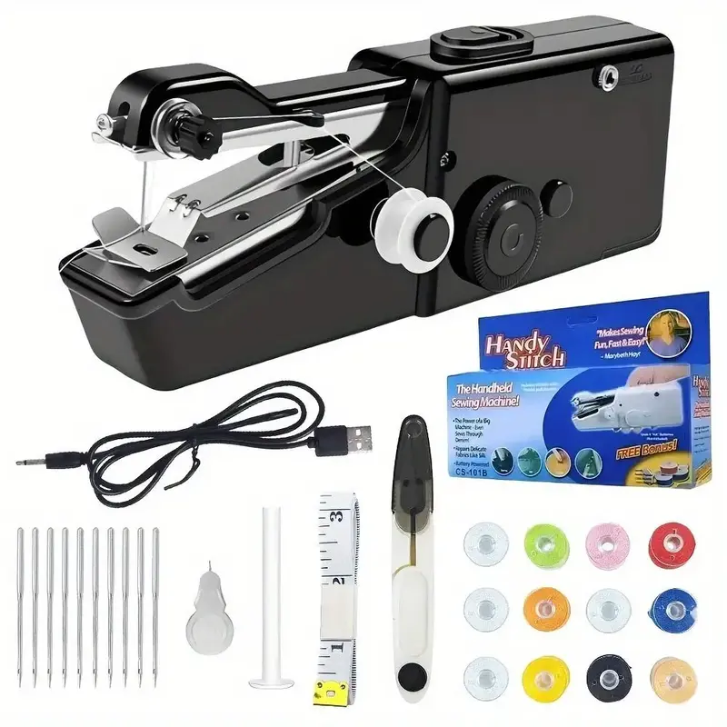 Portable Handheld Sewing Machine with Sewing Accessories, 1 Set Mini Sewing Machine without Electric, Household Appliance Par...