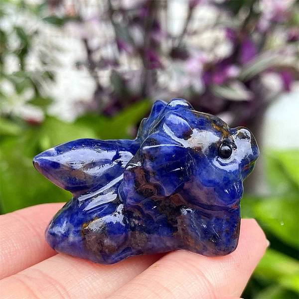 Natural Sodalite Carved Figurines Statues for Home Desktop Decoration