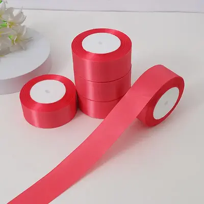 Solid Color Satin Gift Wrapping Ribbon, 5 Rolls Cake Gift Packaging Ribbon, Decorative Ribbon for Wedding Party
