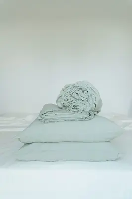 Linen sheets set in Sage Green | Size: US Cal.King DEEP + Standart pillowcases