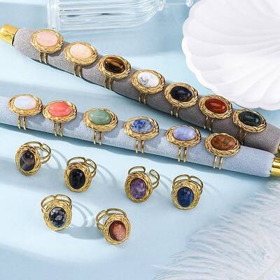 Oval Natural & Synthetic Gemstone Finger Rings