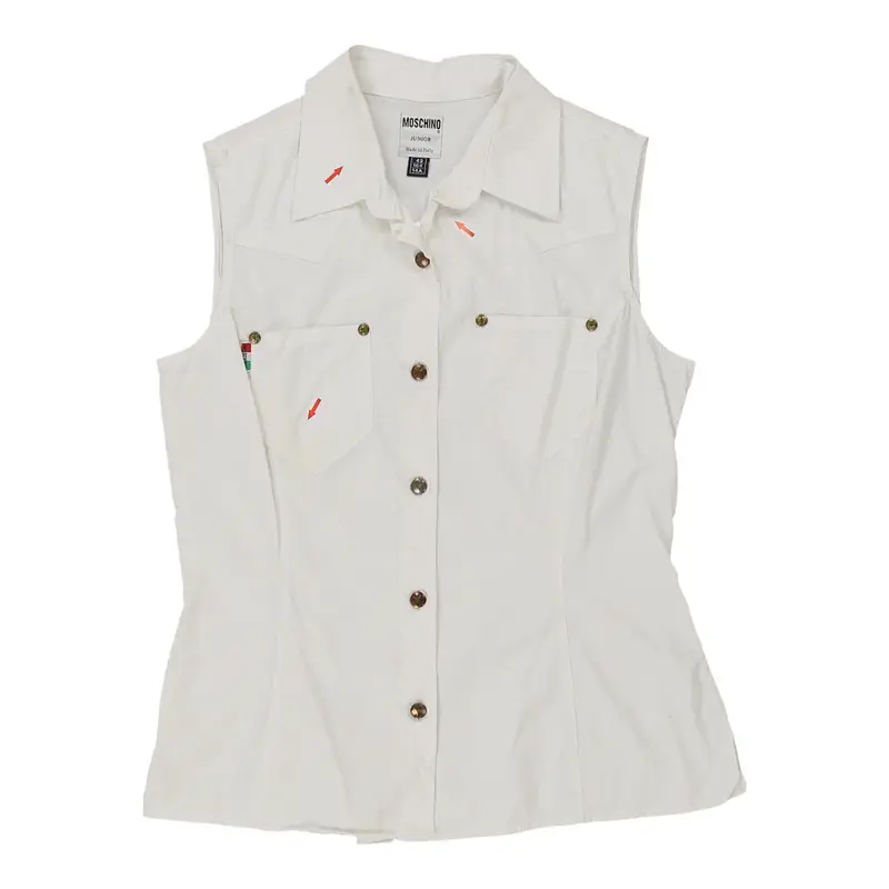 Age 14 Moschino Short Sleeve Shirt - Medium White Cotton | Size: medium