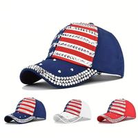 Brimup USA Bling Baseball Cap Sparkle American Flag Hat Men Women Hip Hop Caps