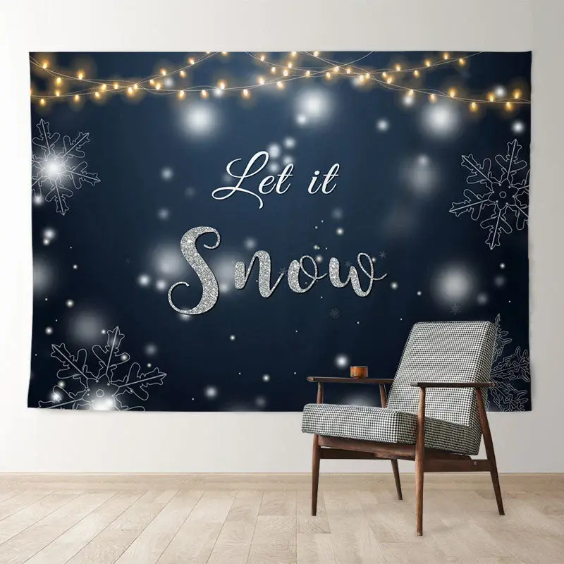 Aperturee Let It Snow Glitter Night Winter Christmas Backdrop