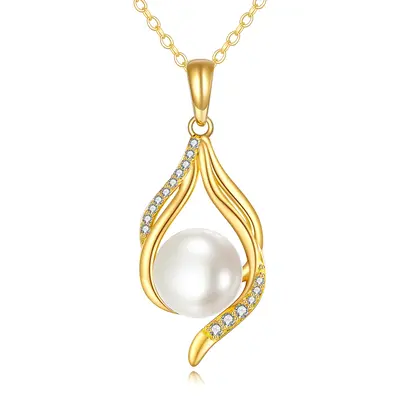 14K Gold Pearl Pendant Necklace