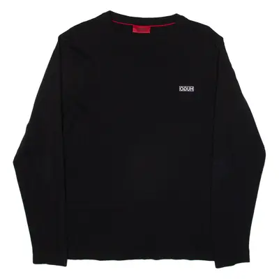 HUGO BOSS Mens T-Shirt Black Long Sleeve S