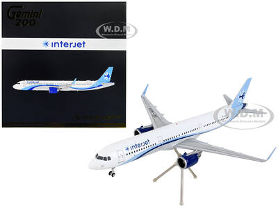 Airbus A321neo Commercial Aircraft Interjet White with Blue Stripes Gemini 200 Series 1/200 Diecast Model Airplane by GeminiJ...