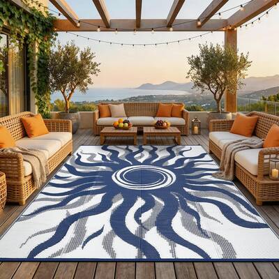 Garvee Outdoor Rug 9x12 Waterproof Reversible Plastic Straw Quick-Dry UV Resistant Lightweight Foldable for Camping Picnic Ba...