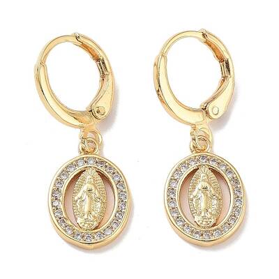 Real 18K Gold Plated Brass Dangle Leverback Earrings