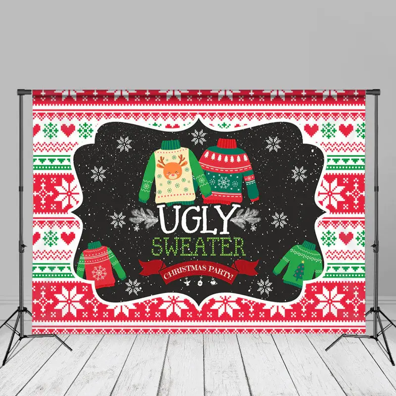 Ugly Sweater Snowflakes Christmas Party Backdrop - Aperturee