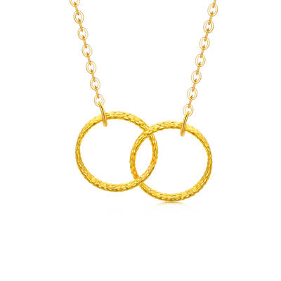 18K Gold Circle Circle Pendant Necklace For Women