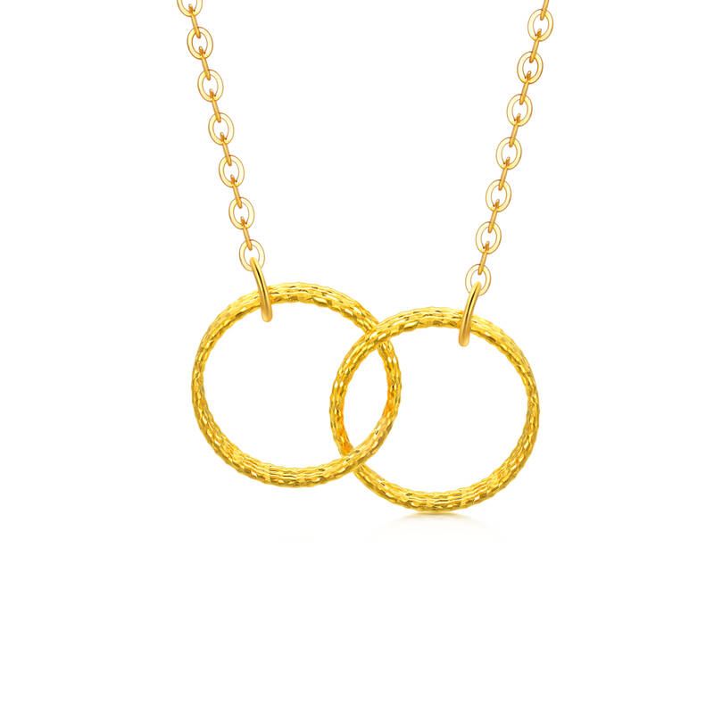18K Gold Circle Circle Pendant Necklace For Women