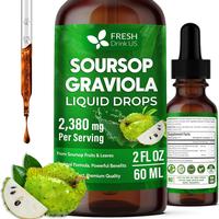 Premium 2 fl oz Soursop Graviola Extract Liquid, 60ml Soursop Extract Liquid, 30 Days Supply – 100% from Natural Soursop Le...
