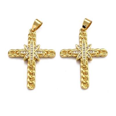 Brass Micro Pave Clear Cubic Zirconia Pendants