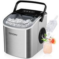 EUHOMY Ice Maker Countertop with Handle, 26lbs in 24Hrs, 9 Ice Cubes Ready in 6 Mins, Auto-Cleaning Portable Ice Maker with B...