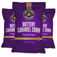 Pop Daddy Buttery Caramel Corn | All Natural, Clean Label, Premium Caramel Corn | 8oz Individual Bags | 3 Pack |